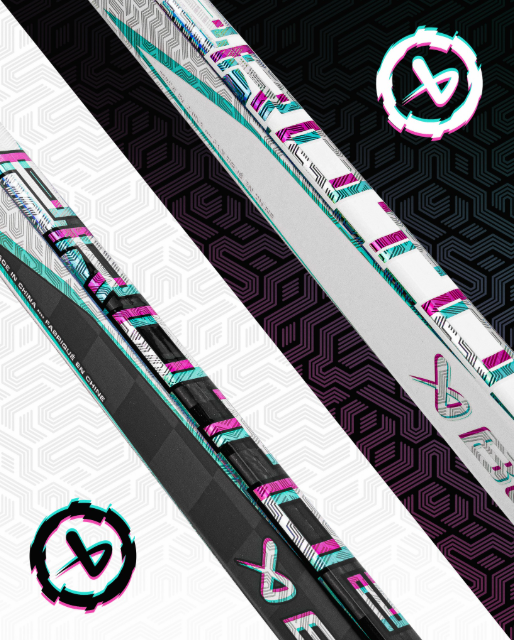 A photo of the white and black versions of the Bauer Proto 2 Hockey Stick