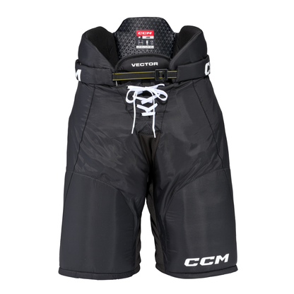 CCM Tacks Vector Hockey Pants in colour black, front view.