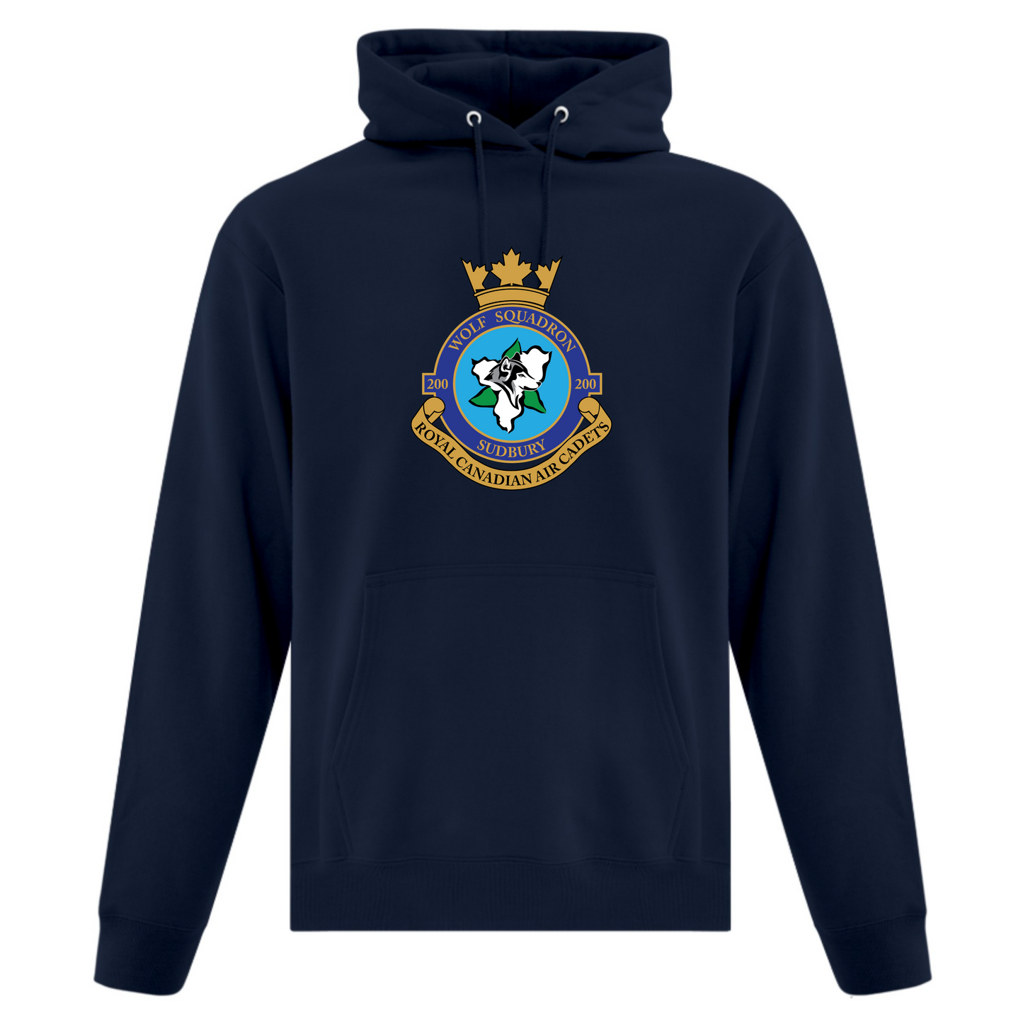 A photo of the 200 Wolf Squadron - Adult Hoodie in colour navy