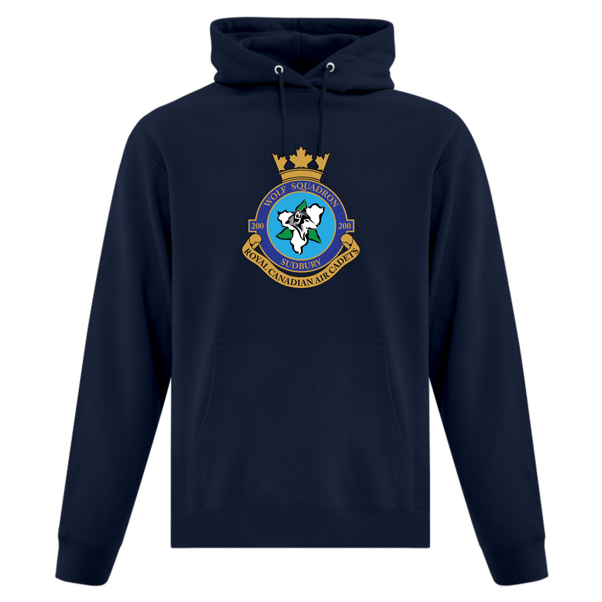 A photo of the 200 Wolf Squadron - Adult Hoodie in colour navy