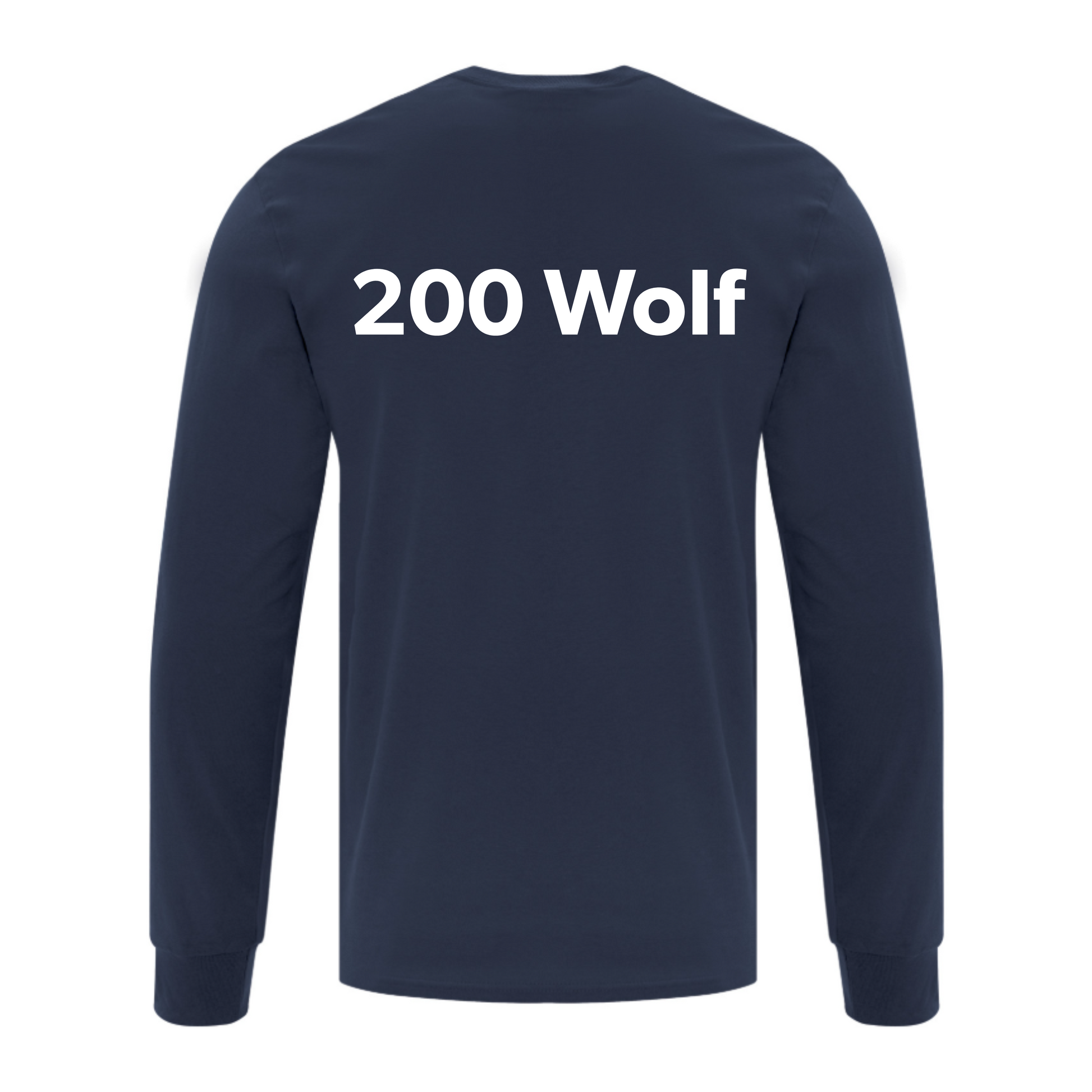 A photo of the 200 Wolf Squadron - Adult Long Sleeve Tee in colour navy