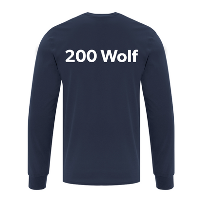 A photo of the 200 Wolf Squadron - Adult Long Sleeve Tee in colour navy