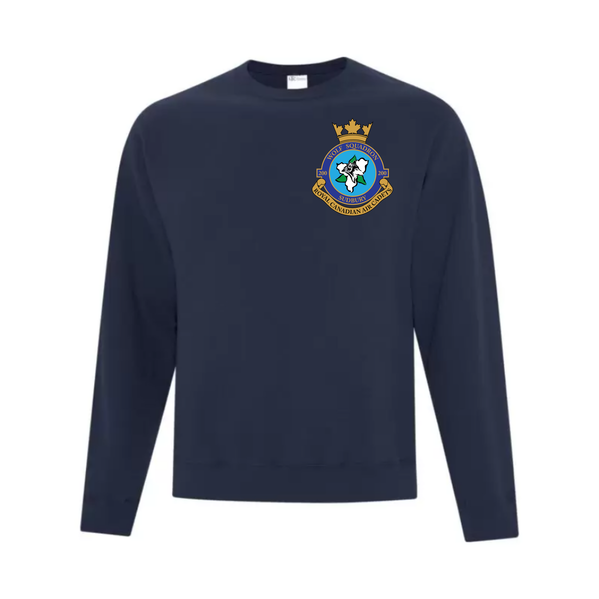 A photo of the 200 Wolf Squadron - Adult Crewneck Sweatshirt in colour navy.