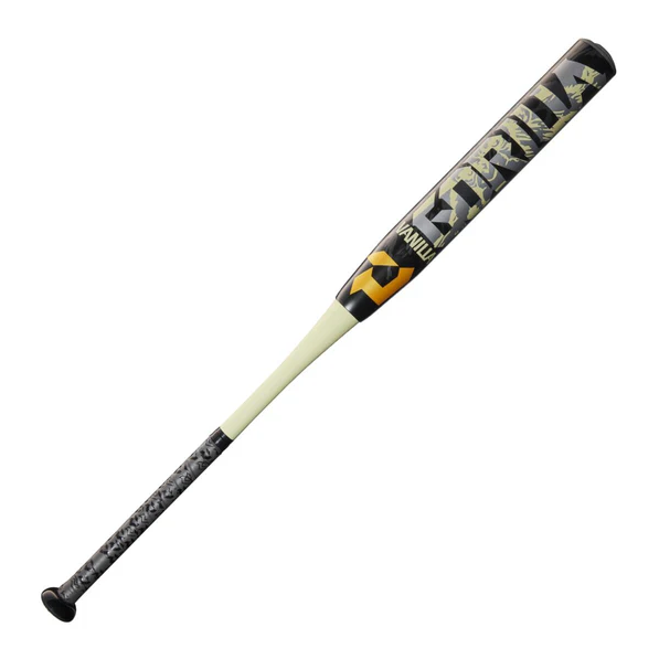 A photo of the 2025 Jason Magnum Signature Nautalai Slo-pitch Bat in colour black, white and yellow.