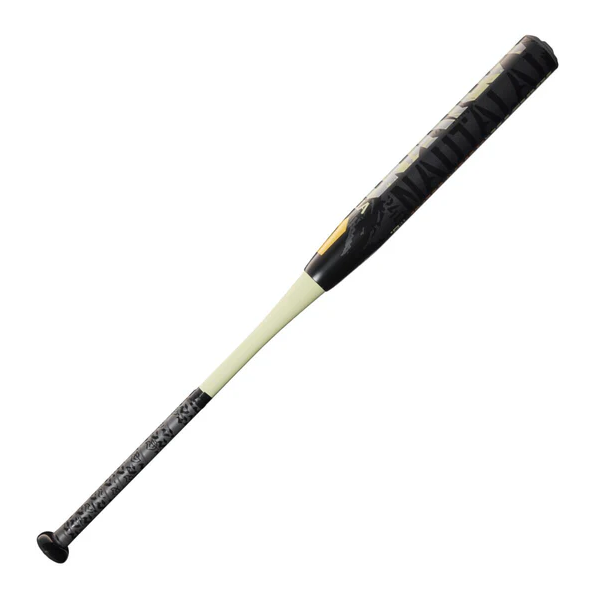 A photo of the 2025 Jason Magnum Signature Nautalai Slo-pitch Bat in colour black, white and yellow.