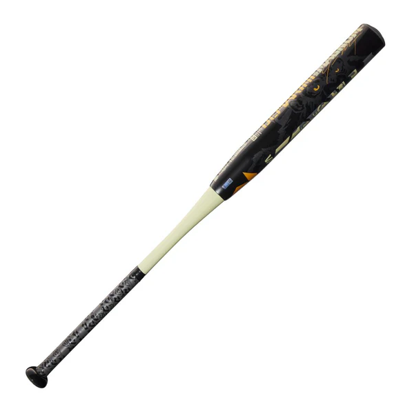 A photo of the 2025 Jason Magnum Signature Nautalai Slo-pitch Bat in colour black, white and yellow.