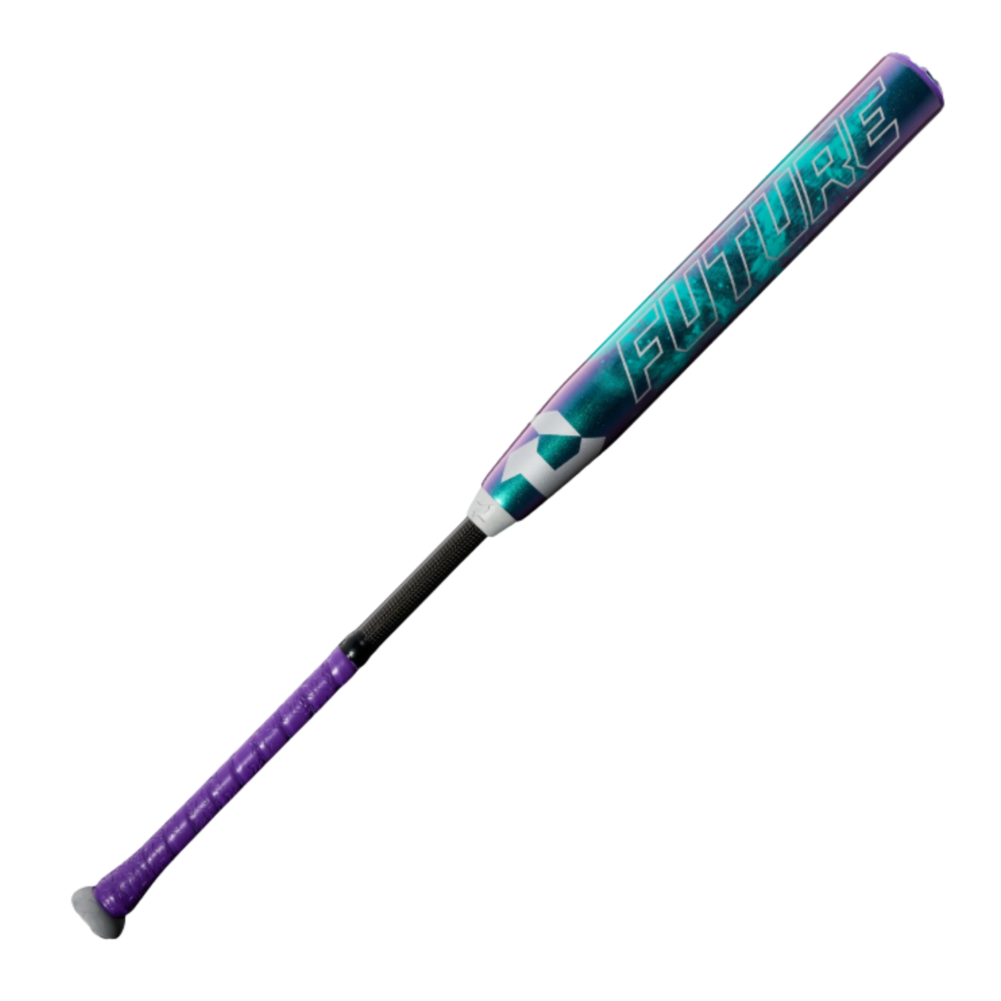A photo of the 2026 DeMarini Future (-10) Fastpitch Softball Bat in colour black, purple and blue.