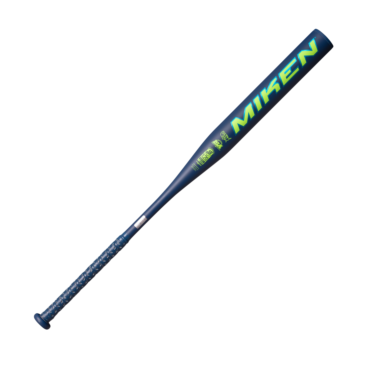 A photo of the 2026 Miken KP23 PRO 12" 1-Piece Maxload USSSA Bat in colour blue and green.
