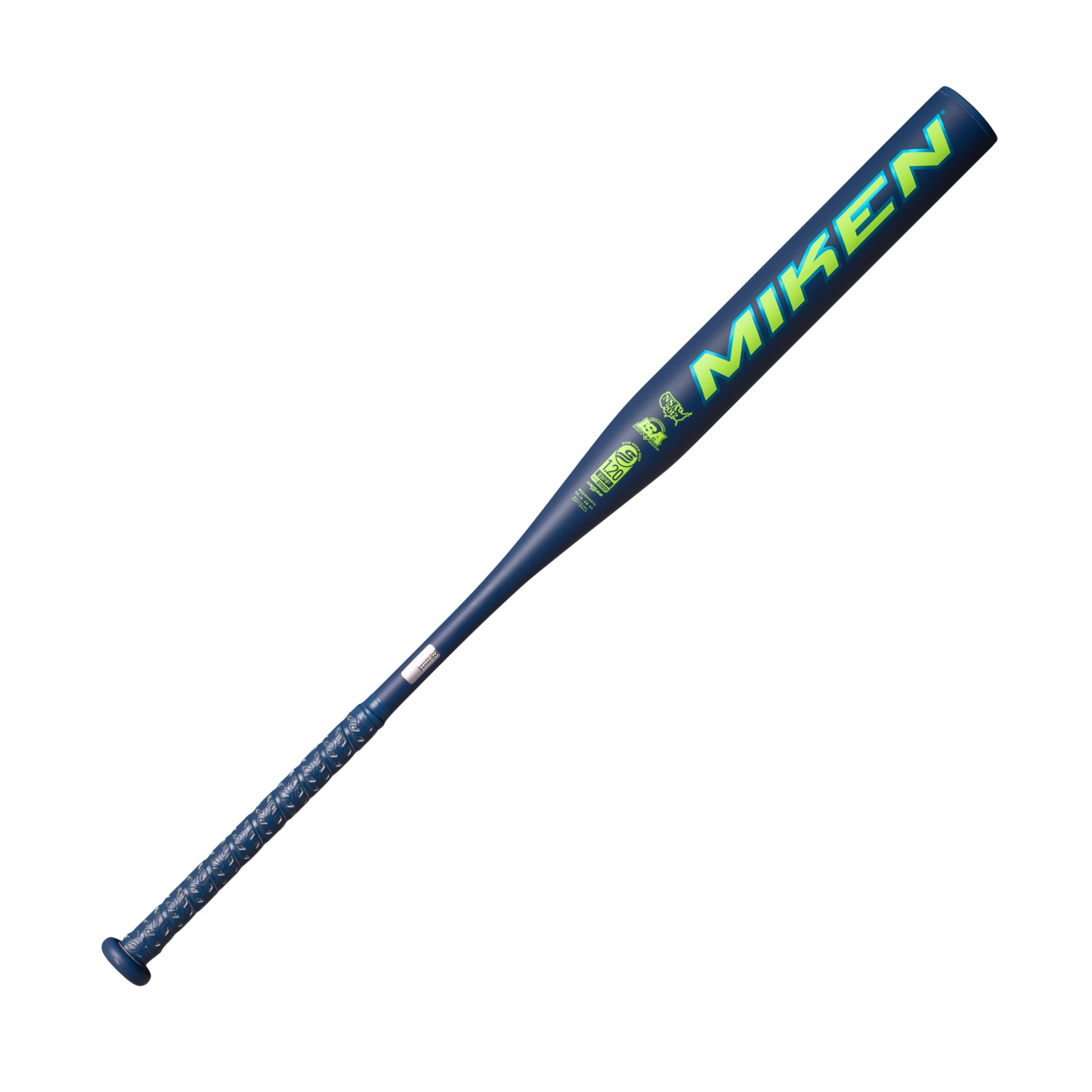 A photo of the 2026 Miken KP23 PRO 12" 1-Piece Maxload USSSA Bat in colour blue and green.