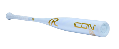 A photo of the 2026 Rawlings Icon The Chosen One (-3) BBCOR Baseball Bat in colour blue and gold.