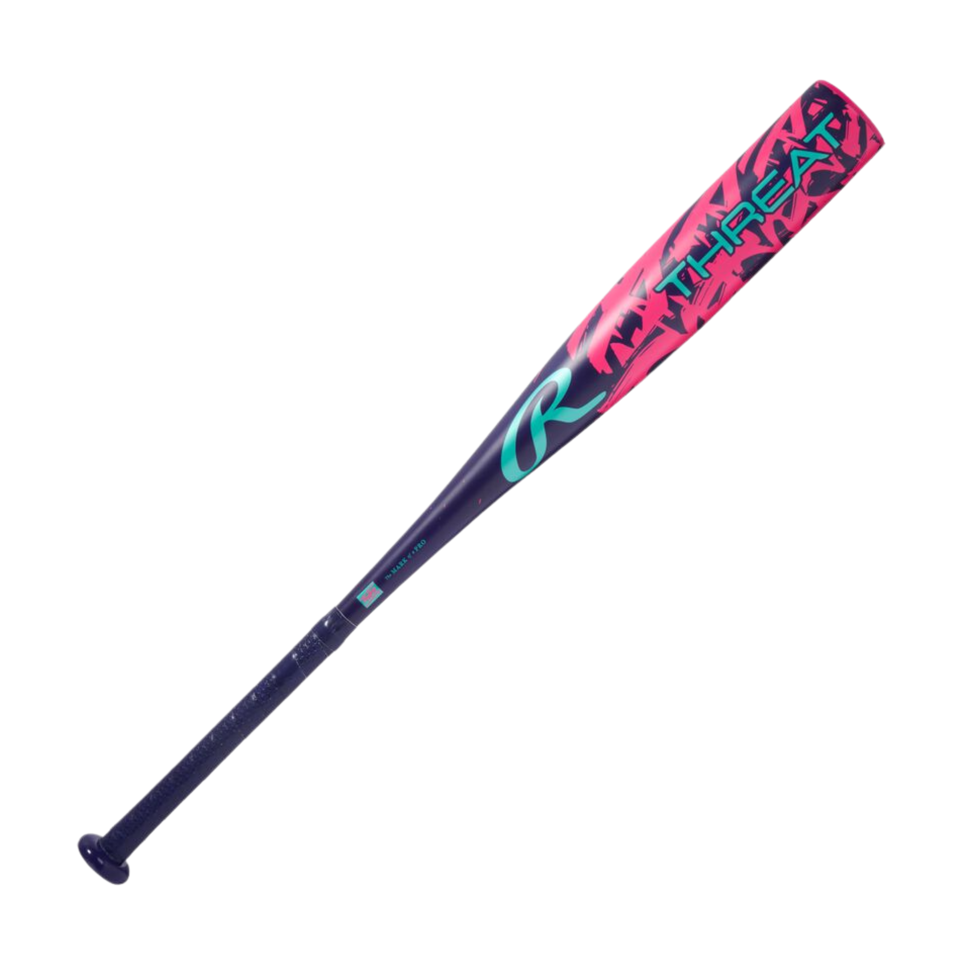 A photo of the 2026 Rawlings Threat (-12) USSSA Baseball Bat in colour red and black with teal writing.