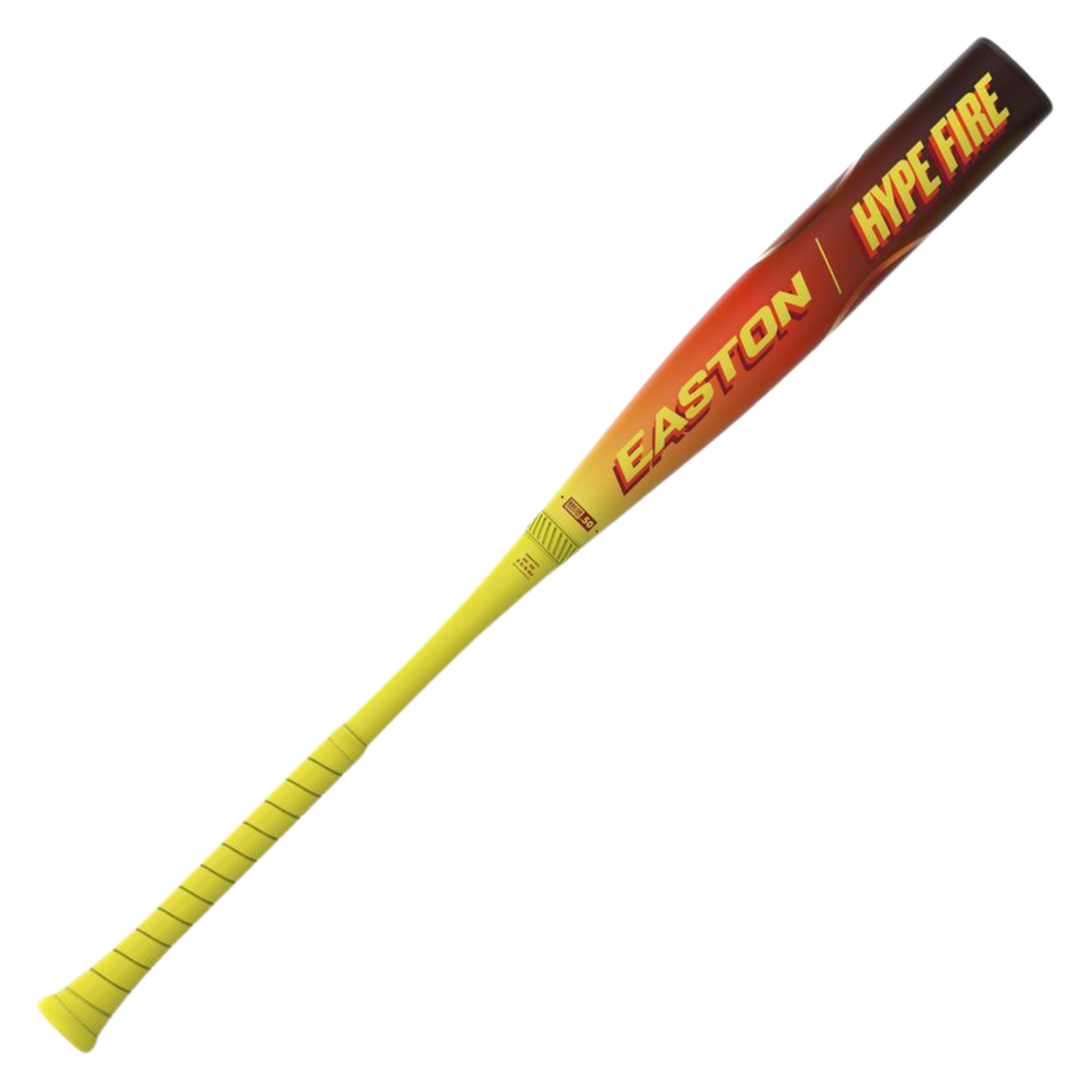 A photo of the 2026_Easton_Hype_Fire_-3_Baseball_Bat in colours red, orange and yellow.
