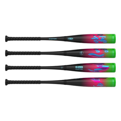 A photo of the 2027 Easton Hype Fire "Blackout Blaze" (-5) Baseball Bat in colour black, red and teal.