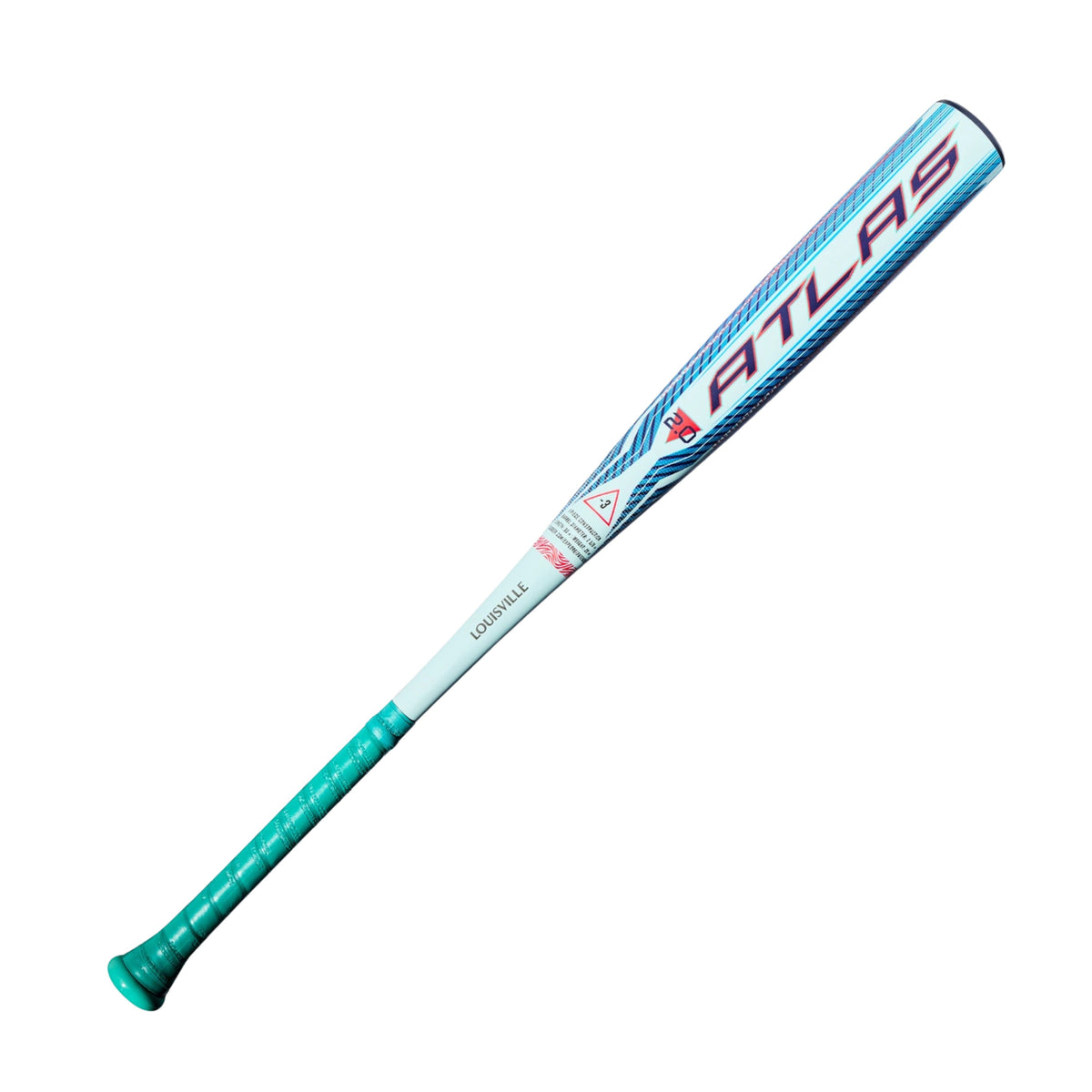 A photo of the 2027 Louisville Slugger Atlas™ 2.0 (-3) BBCOR Baseball Bat in colour blue and teal.