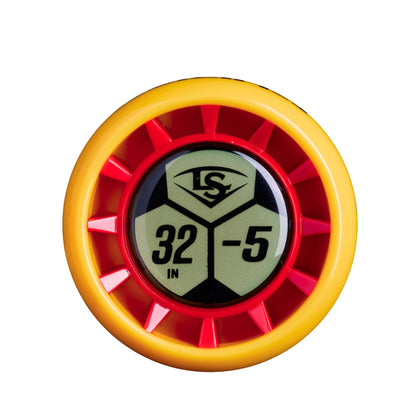 A photo of the 2027 Louisville Slugger Supra Tigershark (-5) USSSA Baseball Bat end cap in colour red.