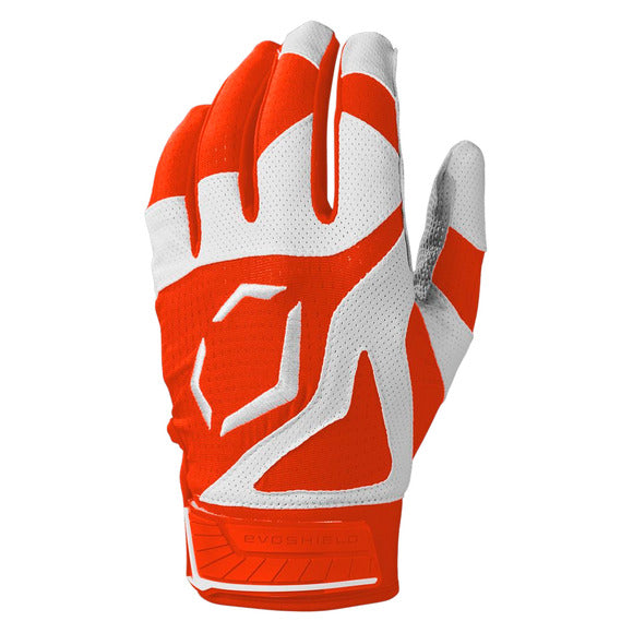 A photo of the Evoshield SRZ-1™ Adult Batting Gloves in colour orange and white.