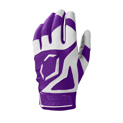 A photo of the Evoshield SRZ-1™ Adult Batting Gloves in colour purple and white.