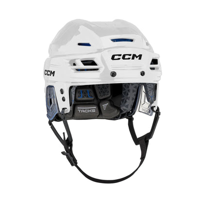 A photo of the CCM Tacks 310 Hockey Helmet in white.