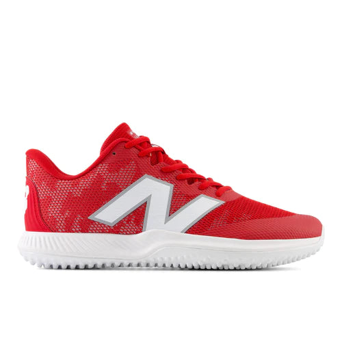 A photo of the New Balance FuelCell 4040v7 Turf Trainer Baseball Shoes in colour red side view.