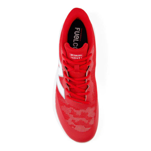 A photo of the New Balance FuelCell 4040v7 Turf Trainer Baseball Shoes in colour red top downview.