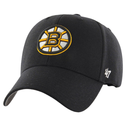 A photo of the 47 brand hat for the Boston Bruins in the colour black.