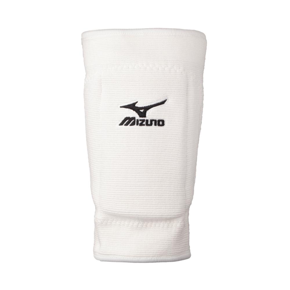 A photo of the Mizuno T10 Plus Kneepads in colour white front view.