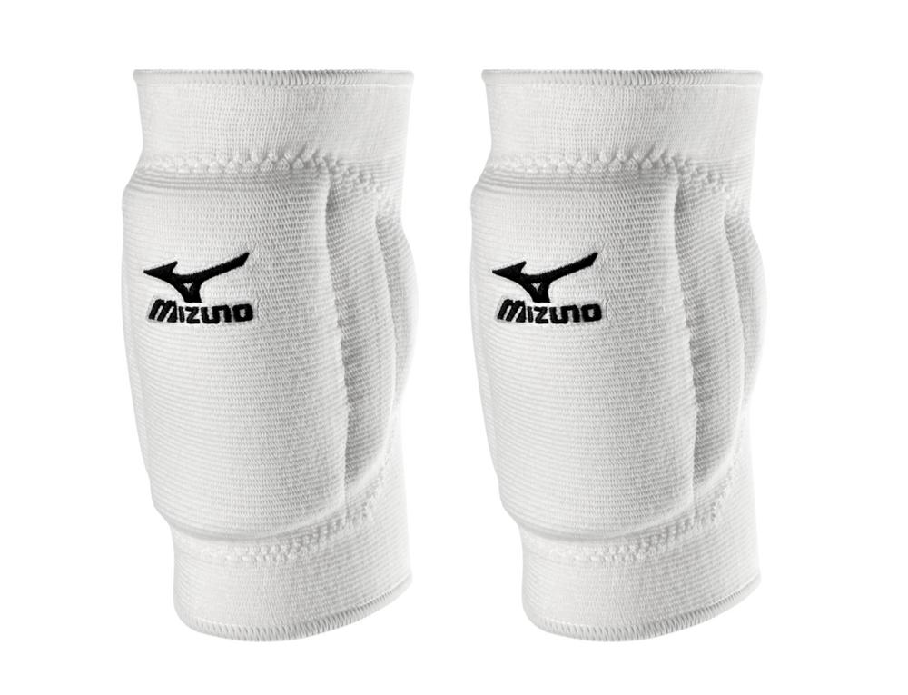 A photo of the Mizuno T10 Plus Kneepads in colour white coupled view.