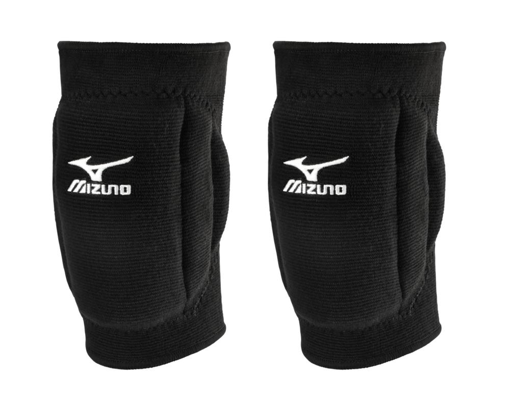 A photo of the Mizuno T10 Plus Kneepads in colour black, coupled view.