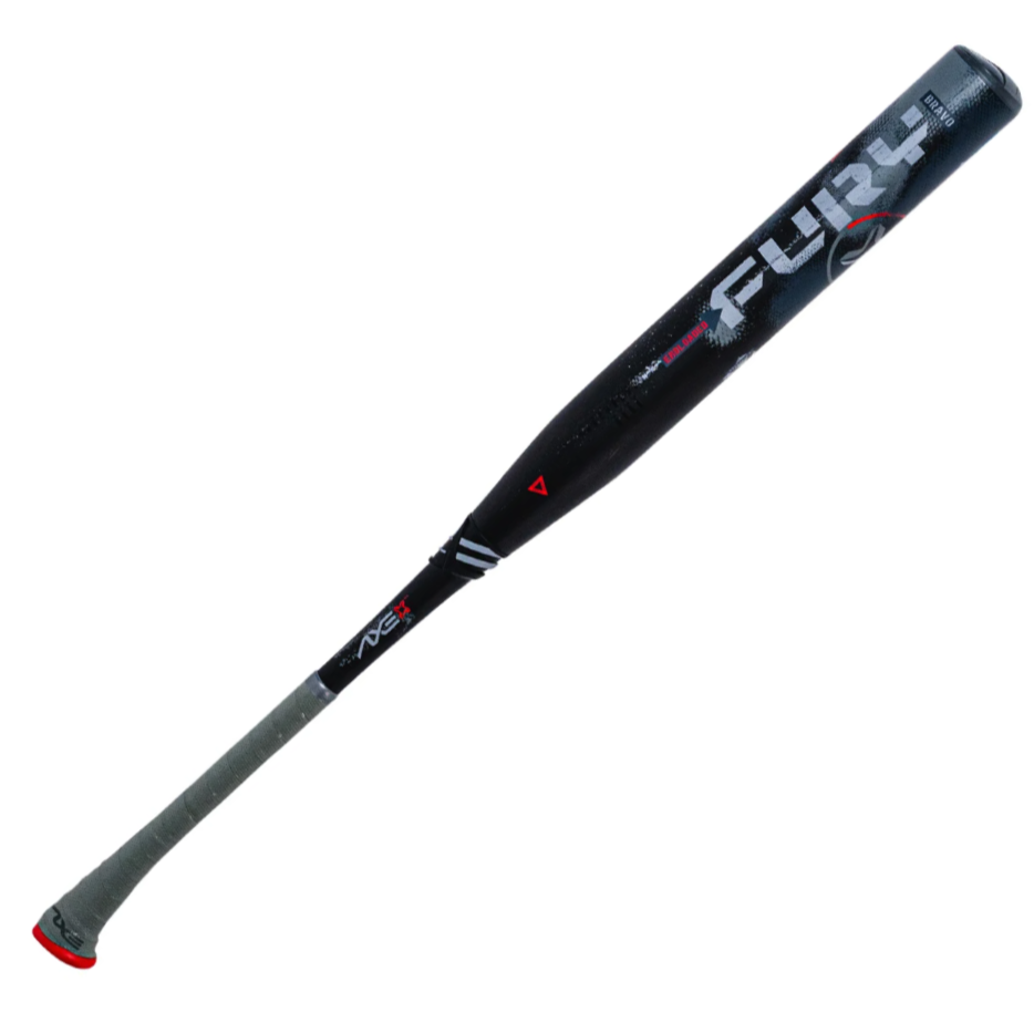 A photo of the Axe Fury Bravo USSSA Endloaded Slo-pitch Bat in colour black with grey axe handle grip.