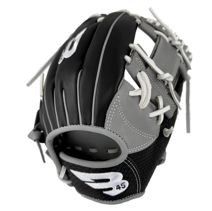 A photo of the B45 Diamond Series I-Web 11.5 Baseball Glove Black in colour black and grey.