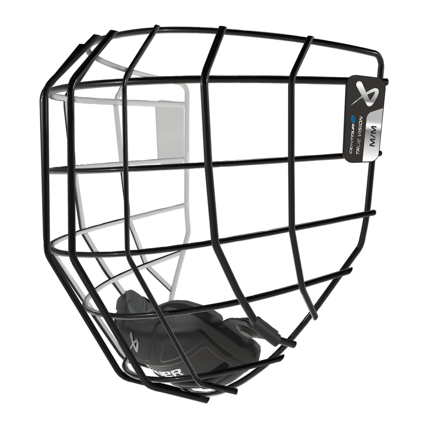A photo of the BAUER Contour 2 Facemask in colour black and white.