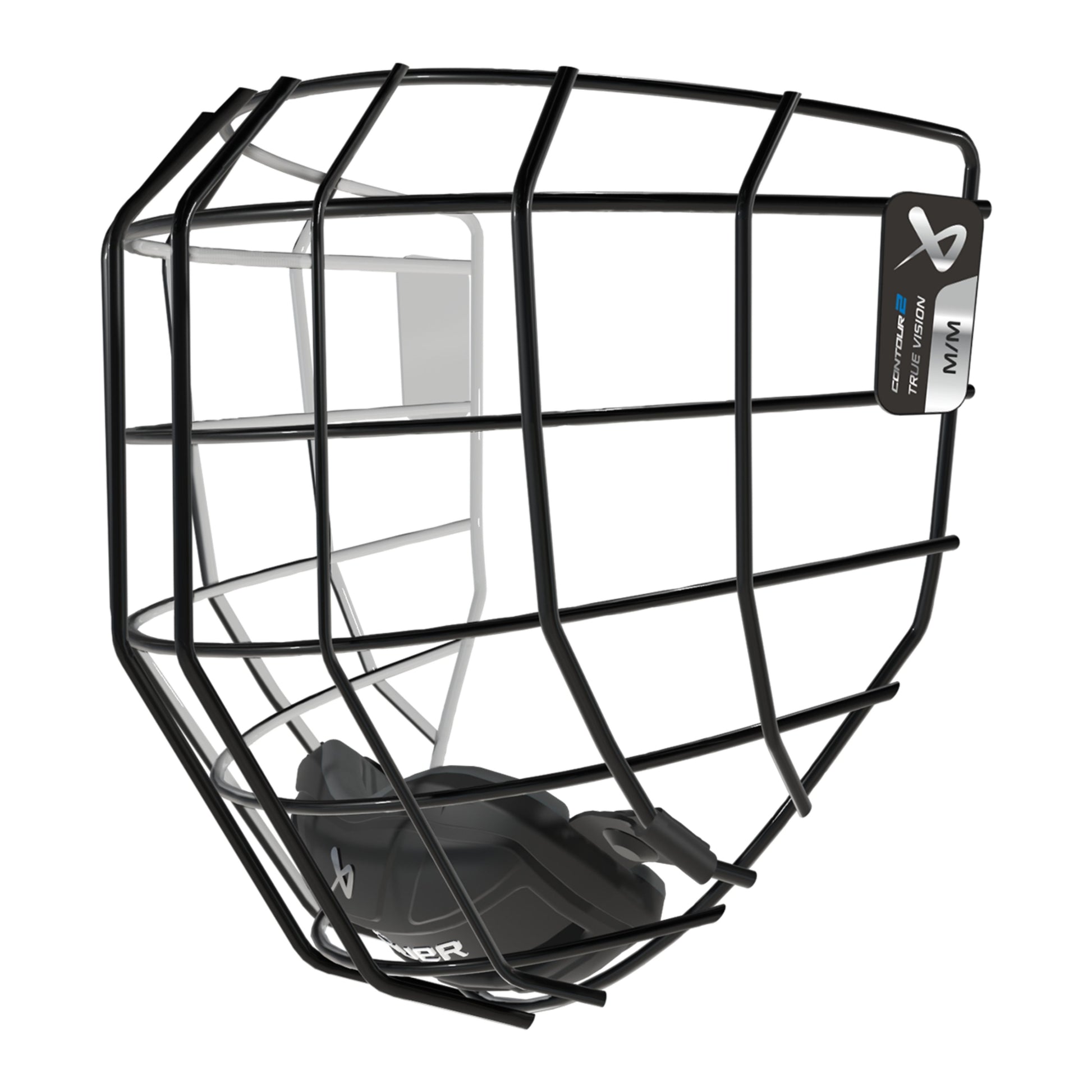 A photo of the BAUER Contour 2 Facemask in colour black and white.