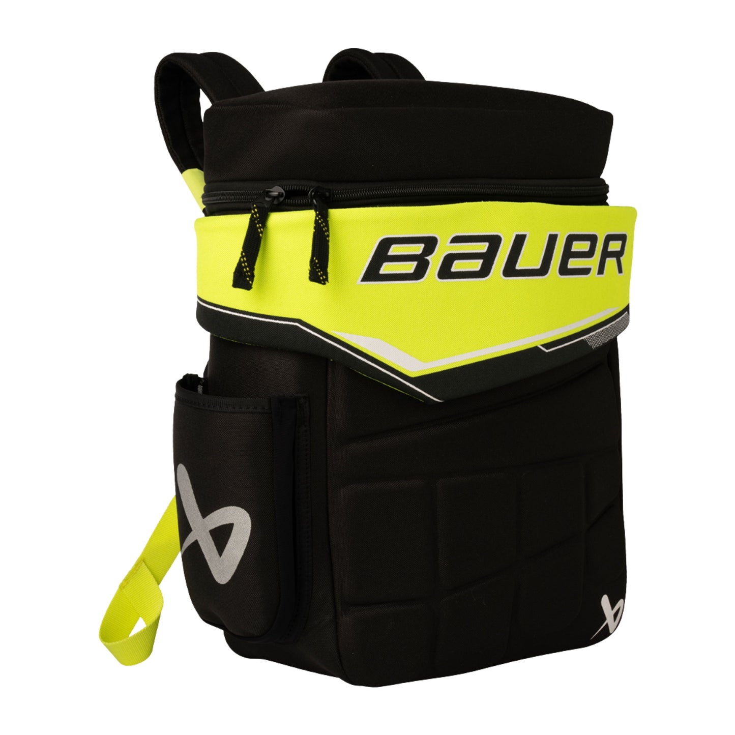 A photo of the Bauer Glove Backpack in colour black and gold.