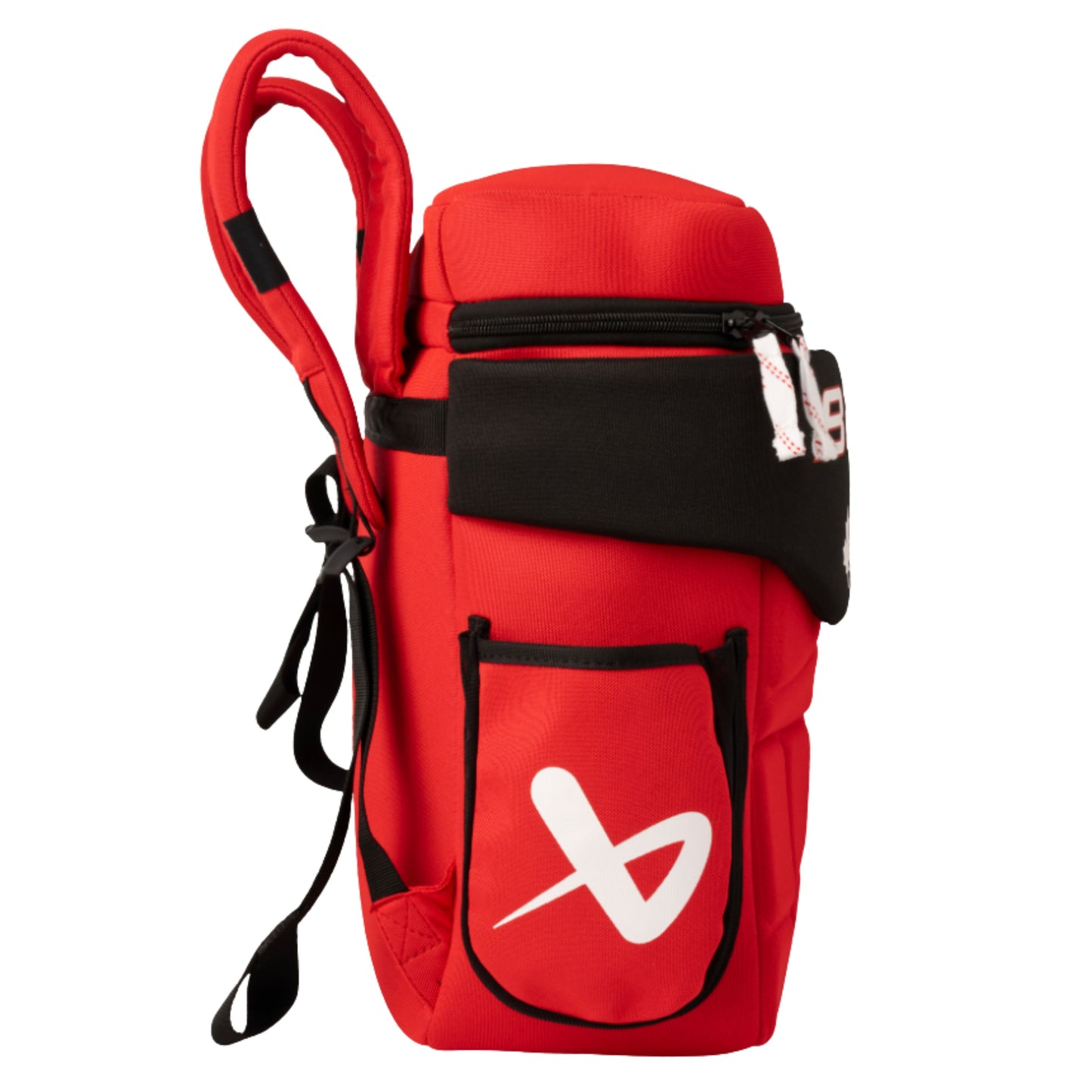 A photo of the Bauer Glove Backpack in colour red and black.