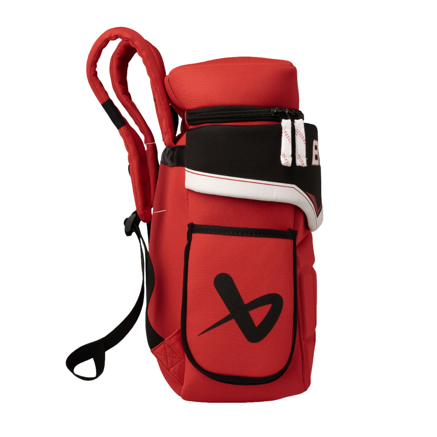 A photo of the Bauer Glove Backpack in colour red and black.