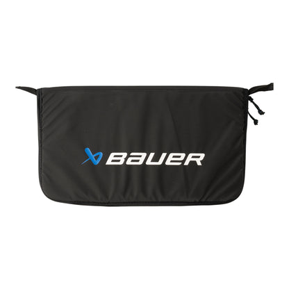 A photo of the BAUER Hanging Gear Rack in colour black with blue hooks.