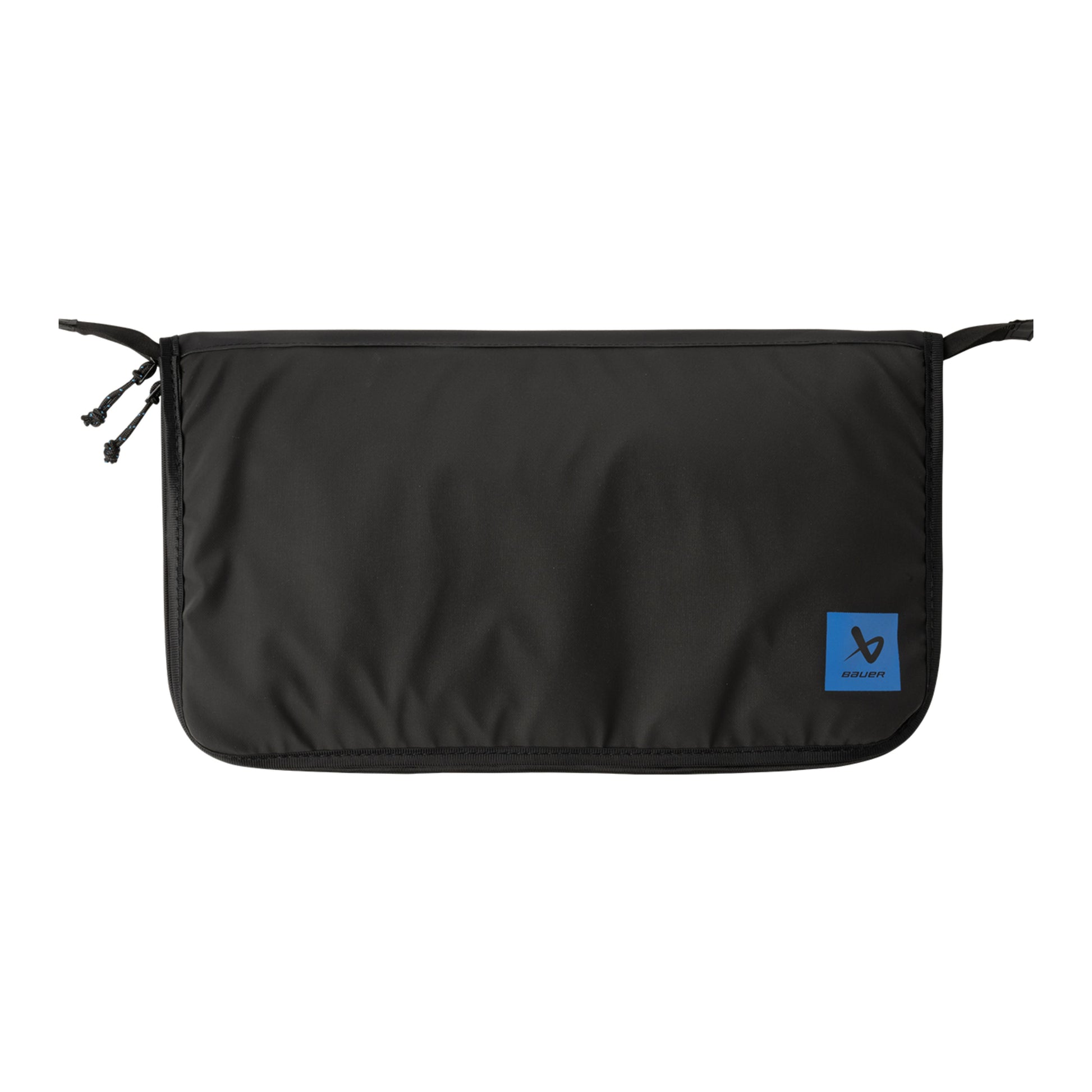 A photo of the BAUER Hanging Gear Rack in colour black with blue hooks.