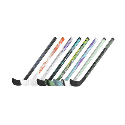 A photo of the entire BAUER Mystery Minis® Player Sticks 2026 collection.