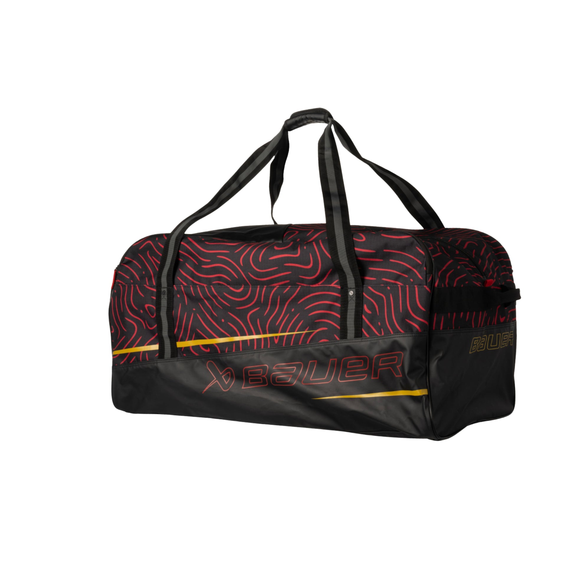 A photo of the BAUER Premium Junior Carry Bag in colour black and red. Red BAUER logo.