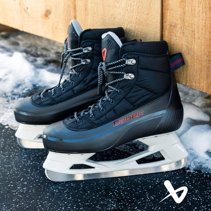 A photo of the BAUER Redline Heated Hockey Skates in colour black and red