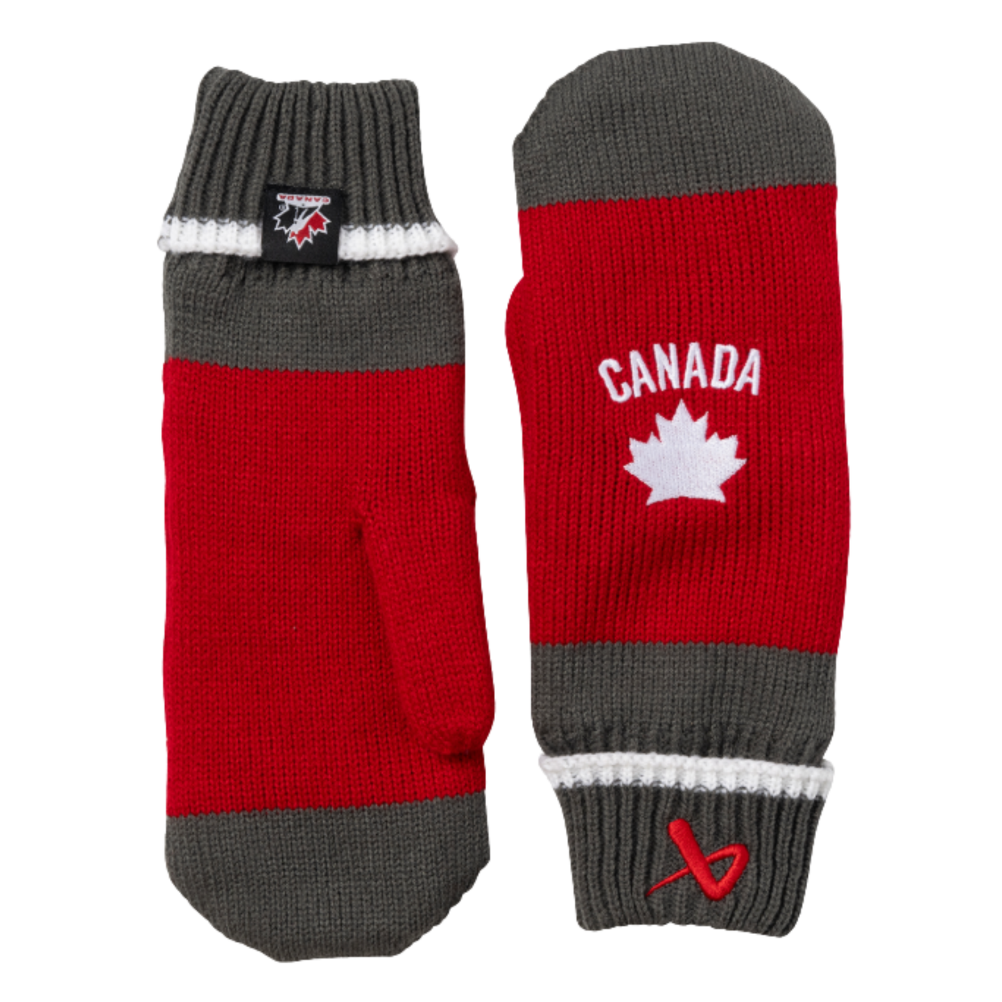 A photo of the BAUER x Hockey Canada® Mittens in colour red, white and grey.