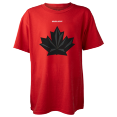 A photo of the BAUER x Hockey Canada® Player Tee in colour red with black leaf.