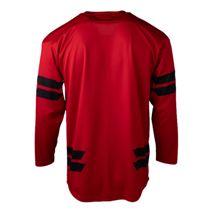 A photo of the BAUER x Hockey Canada® Replica Jersey in colour red and black.