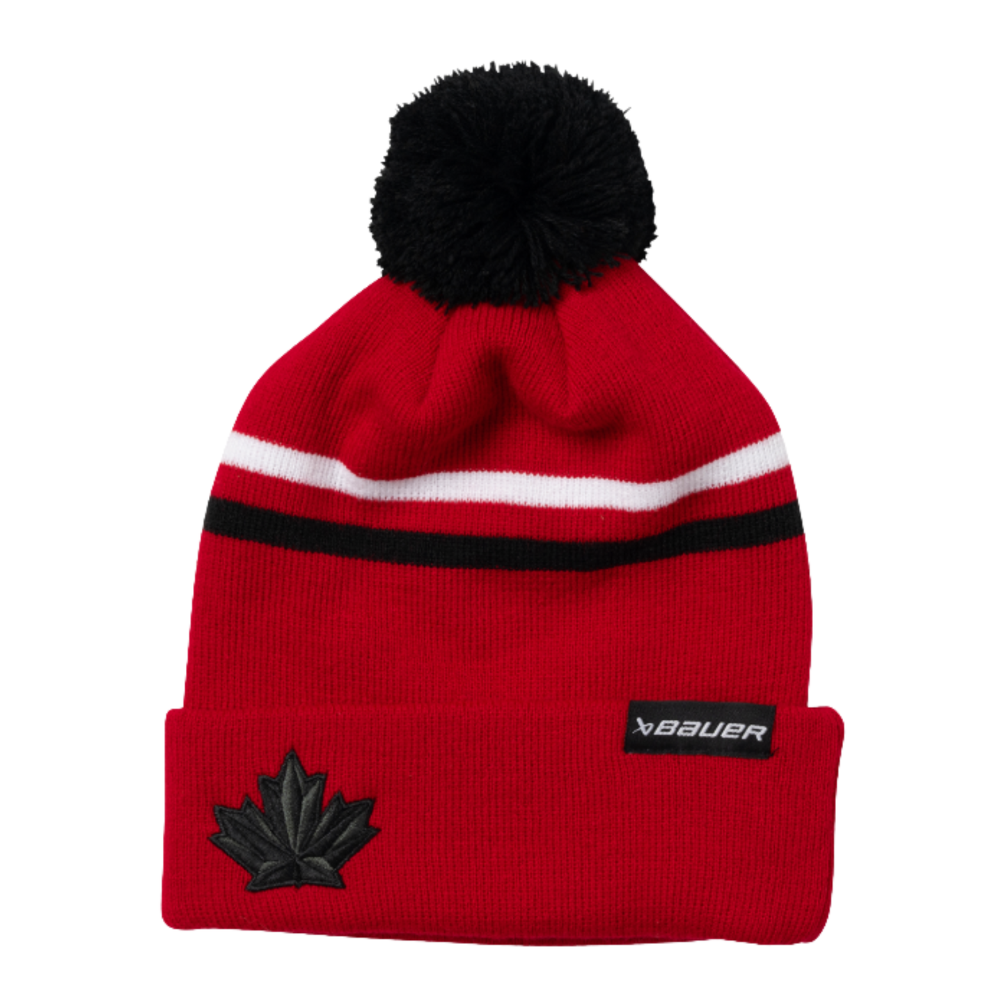 A photo of the BAUER x Hockey Canada® Striped Pom in colour red and black.