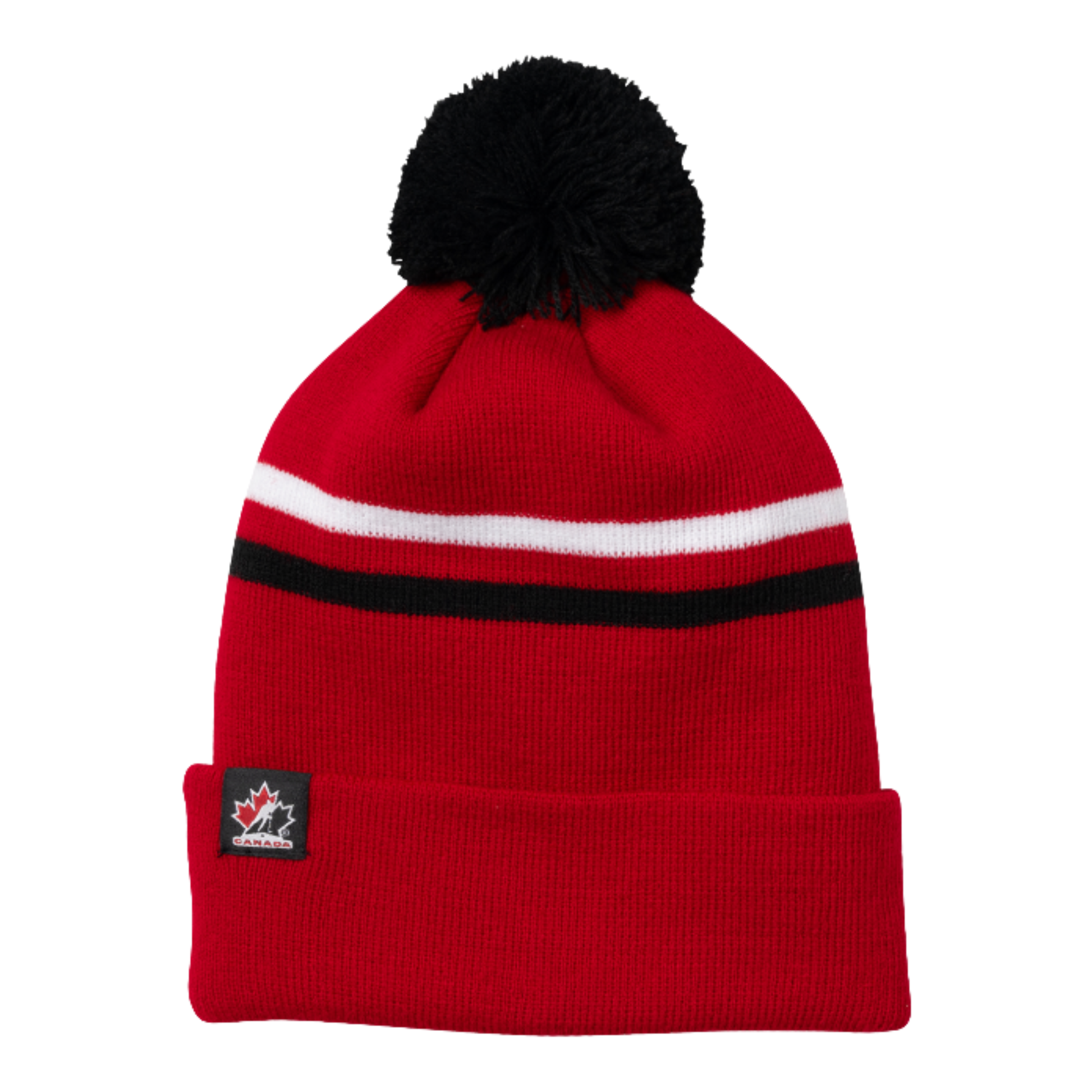 A photo of the BAUER x Hockey Canada® Striped Pom in colour red and black.