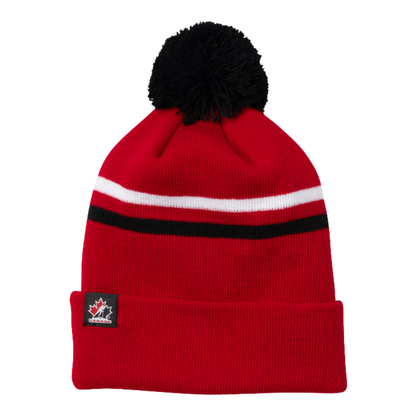 A photo of the BAUER x Hockey Canada® Striped Pom in colour red and black.