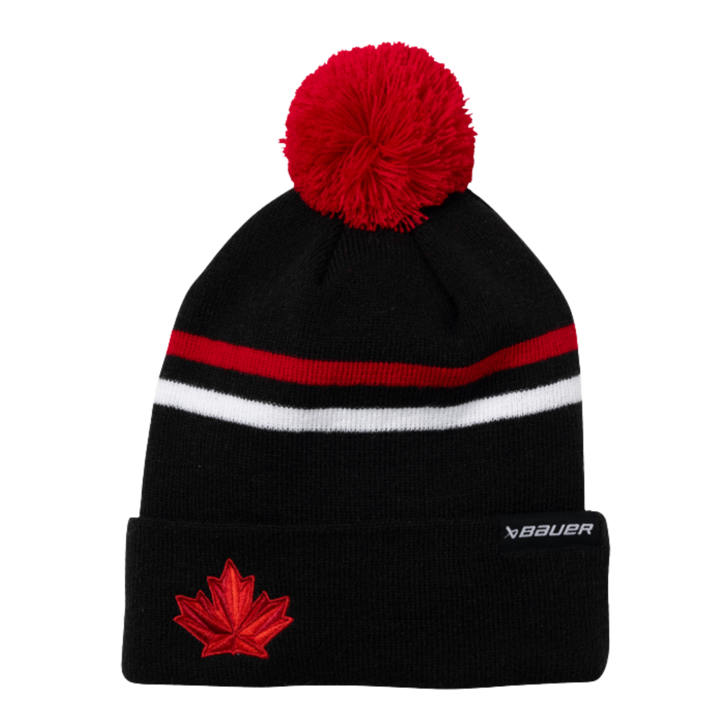A photo of the BAUER x Hockey Canada® Striped Pom in colour black and red.