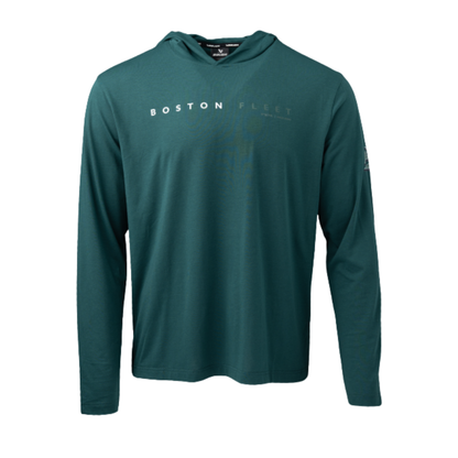 A photo of the BAUER x PWHL Lightweight Hoodie in Boston Forest Green.