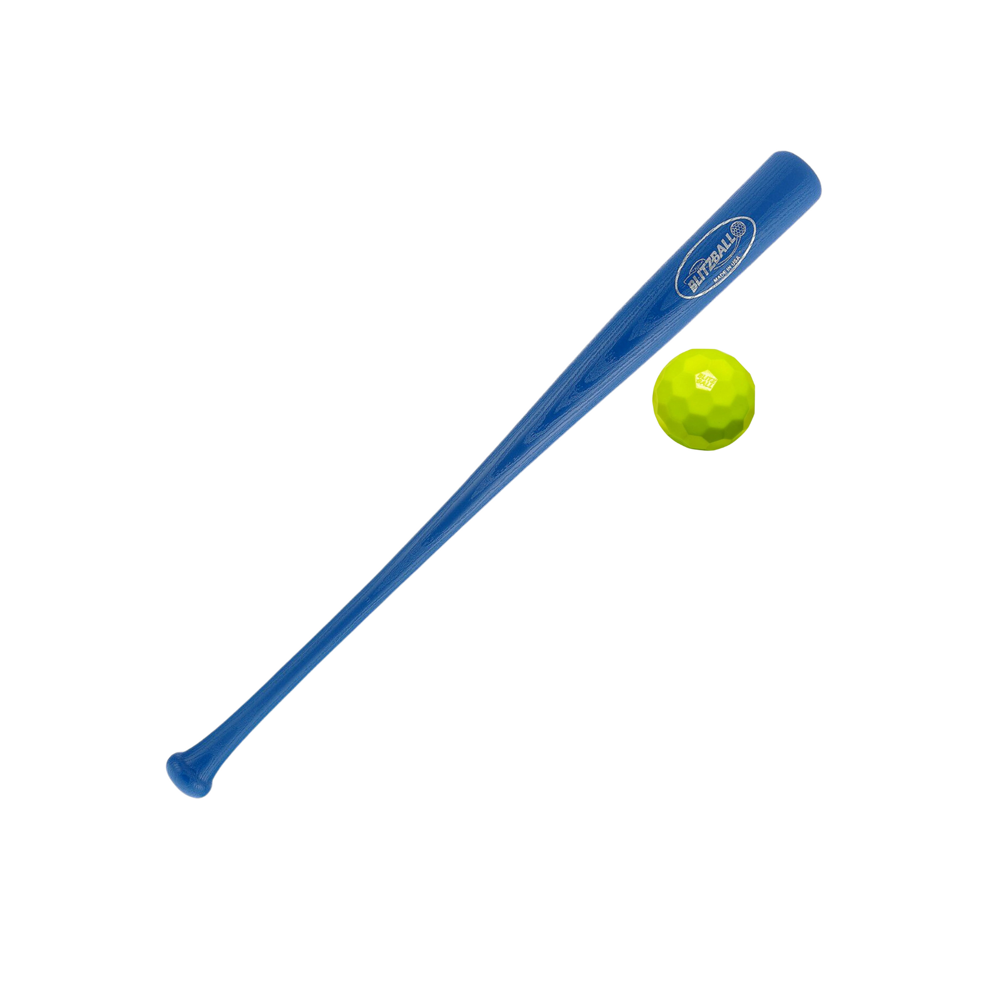 A photo of the Blitzeball & Bat in colour blue with yellow bat.