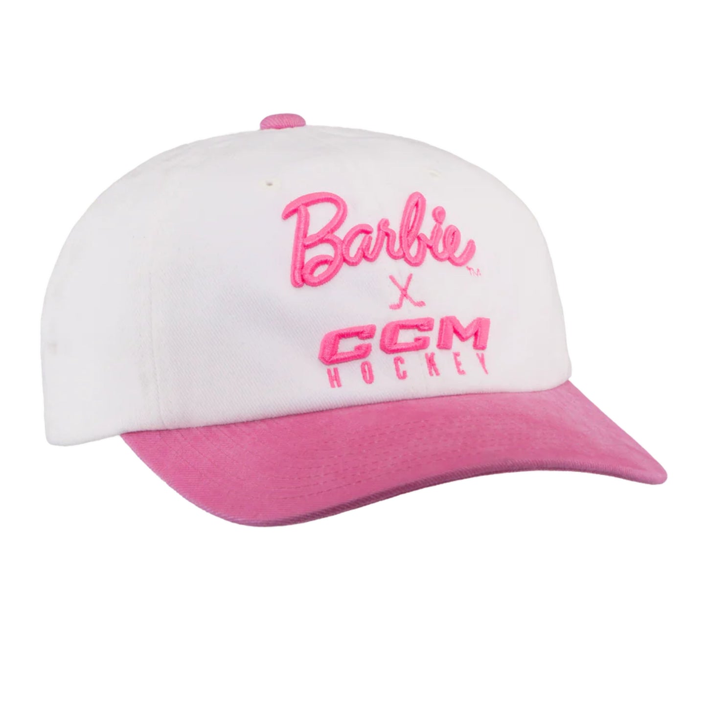 A photo of the Barbie™ x CCM Embroidered Hat in colour white and pink.